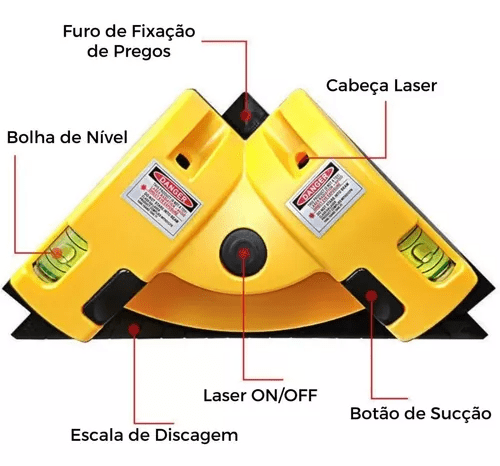 Kit de Nível, Esquadro e Prumo a Laser 90º