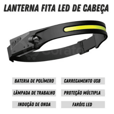 Lanterna de Cabeça Recarregável USB