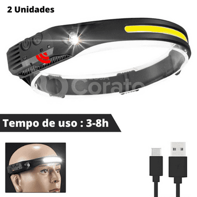 Lanterna de Cabeça Recarregável USB